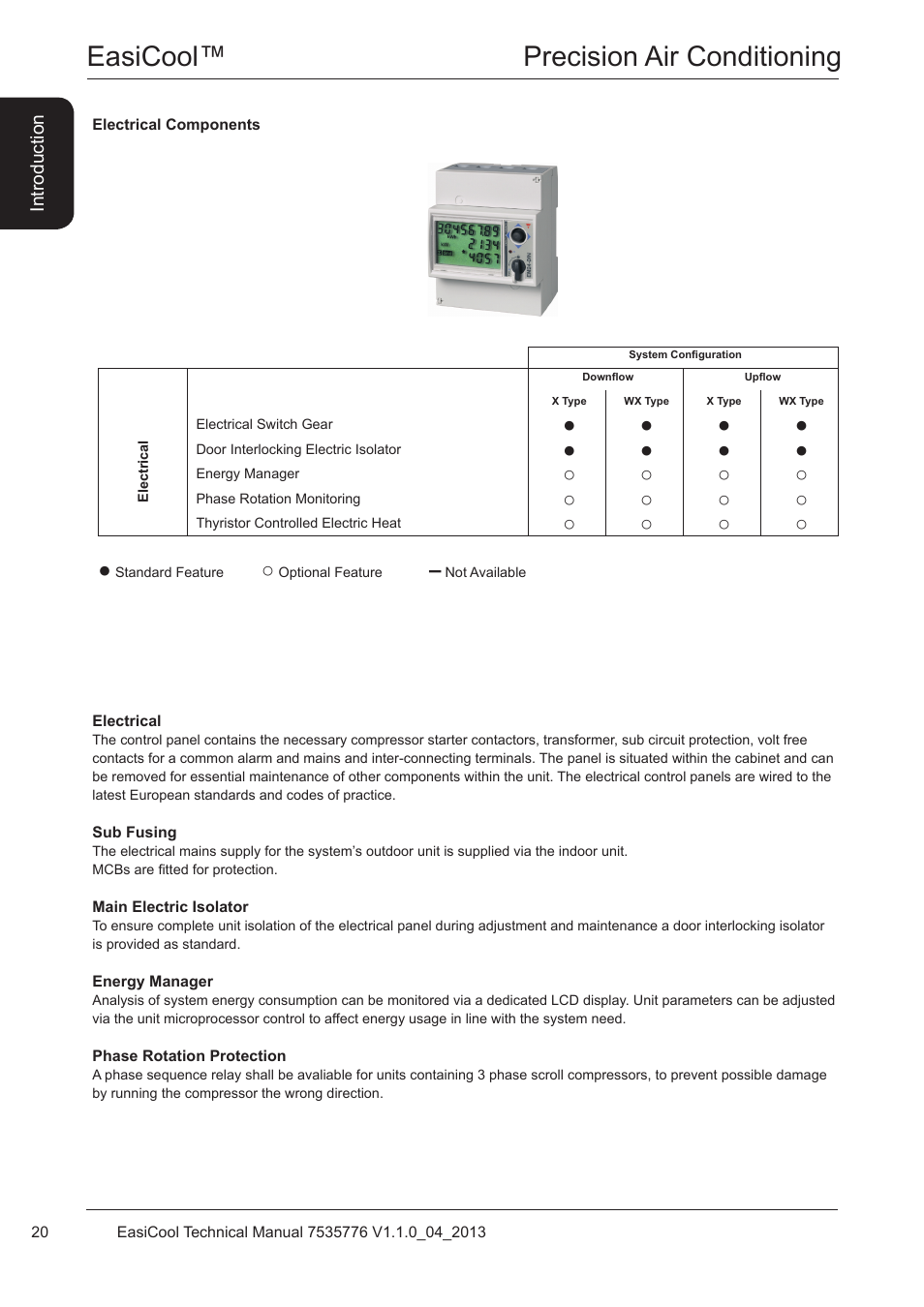 Electrical components, Easicool™ precision air conditioning | Airedale EasiCool 6kW  64kW User Manual | Page 20 / 196