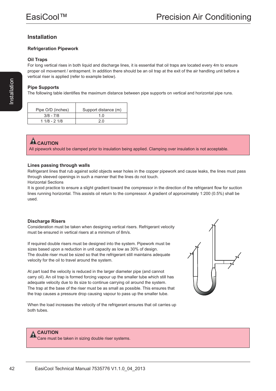 Refrigeration pipework, Easicool™ precision air conditioning | Airedale EasiCool 6kW  64kW User Manual | Page 42 / 196