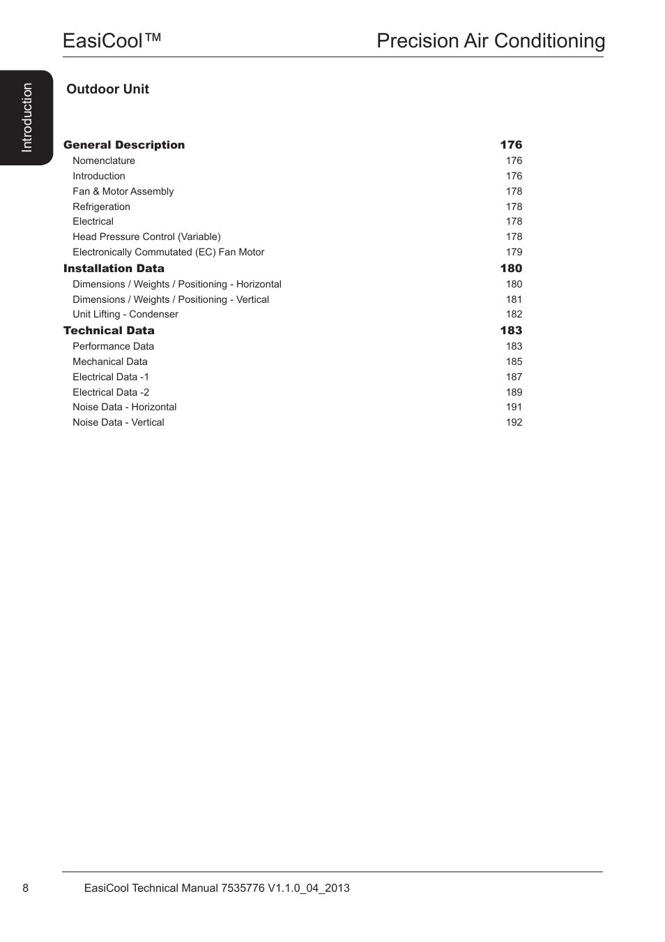 Easicool™ precision air conditioning, Outdoor unit, Introduction | Airedale EasiCool 6kW  64kW User Manual | Page 8 / 196