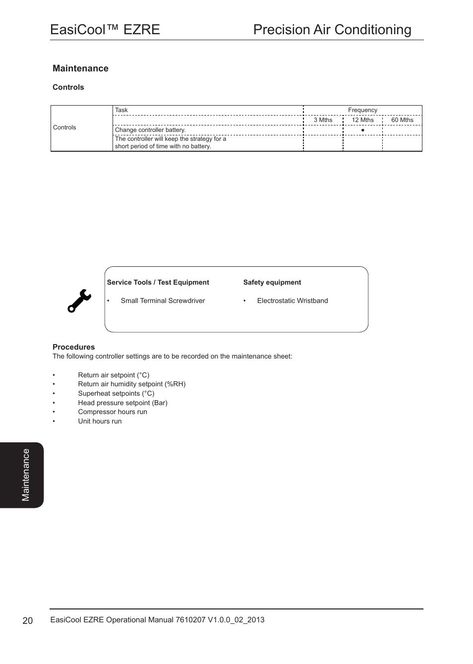 Controls, Controls 20, Easicool™ ezre precision air conditioning | Airedale EasiCool 6kW  64kW User Manual | Page 20 / 34