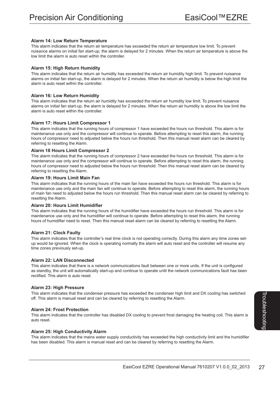 Precision air conditioning easicool™ezre | Airedale EasiCool 6kW  64kW User Manual | Page 27 / 34