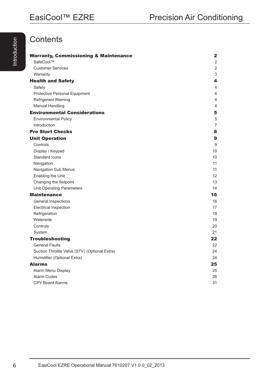 Easicool™ ezre precision air conditioning contents | Airedale EasiCool 6kW  64kW User Manual | Page 6 / 34
