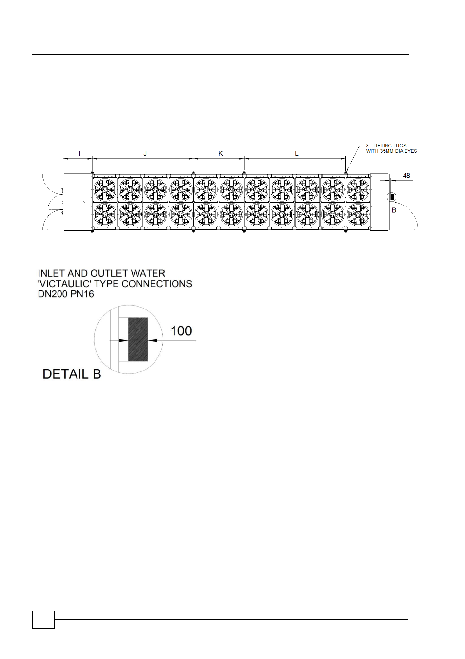 Installation data, Dimensional data, Optichill freecool active cabinet exhaust chillers | Airedale OptiChill FreeCool 500kW - 1365kW User Manual | Page 106 / 122