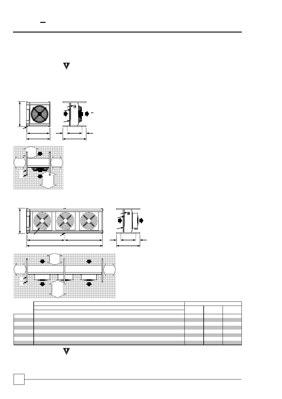 Installation data, Dimensions / weights / positioning - horizontal, Installation | Data, Condensers, Important, Standard condenser fan (cr12 - cr30 shown), Caution | Airedale Air Cooled Condensers R410A User Manual | Page 8 / 24