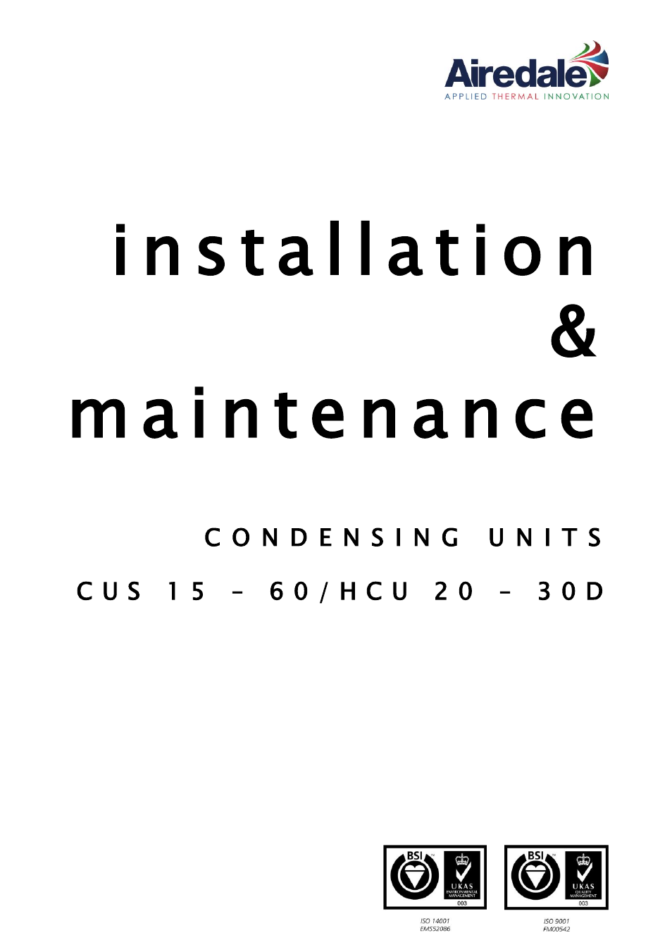 Airedale Condensing Units (CU) 3kW - 80kW User Manual | 28 pages