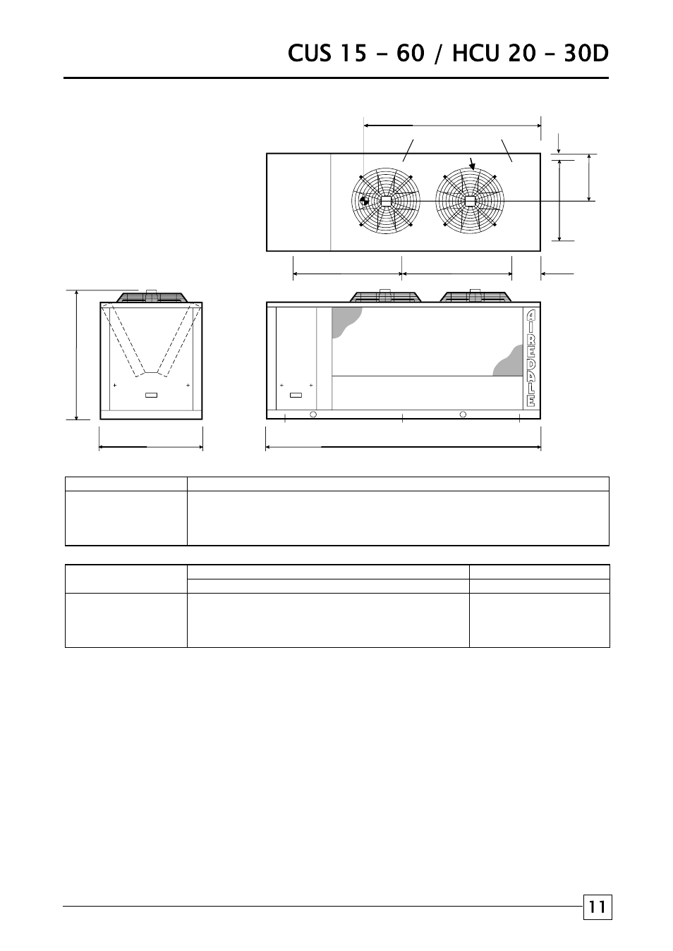 Condensing units, Dimensions: cus 15d - 30d | Airedale Condensing Units (CU) 3kW - 80kW User Manual | Page 11 / 28