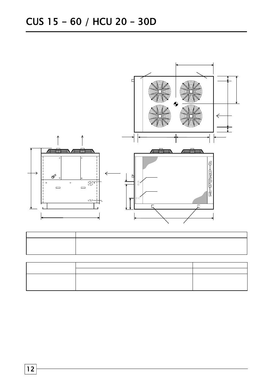 Condensing units, Dimensions: cus 40d - 60d | Airedale Condensing Units (CU) 3kW - 80kW User Manual | Page 12 / 28