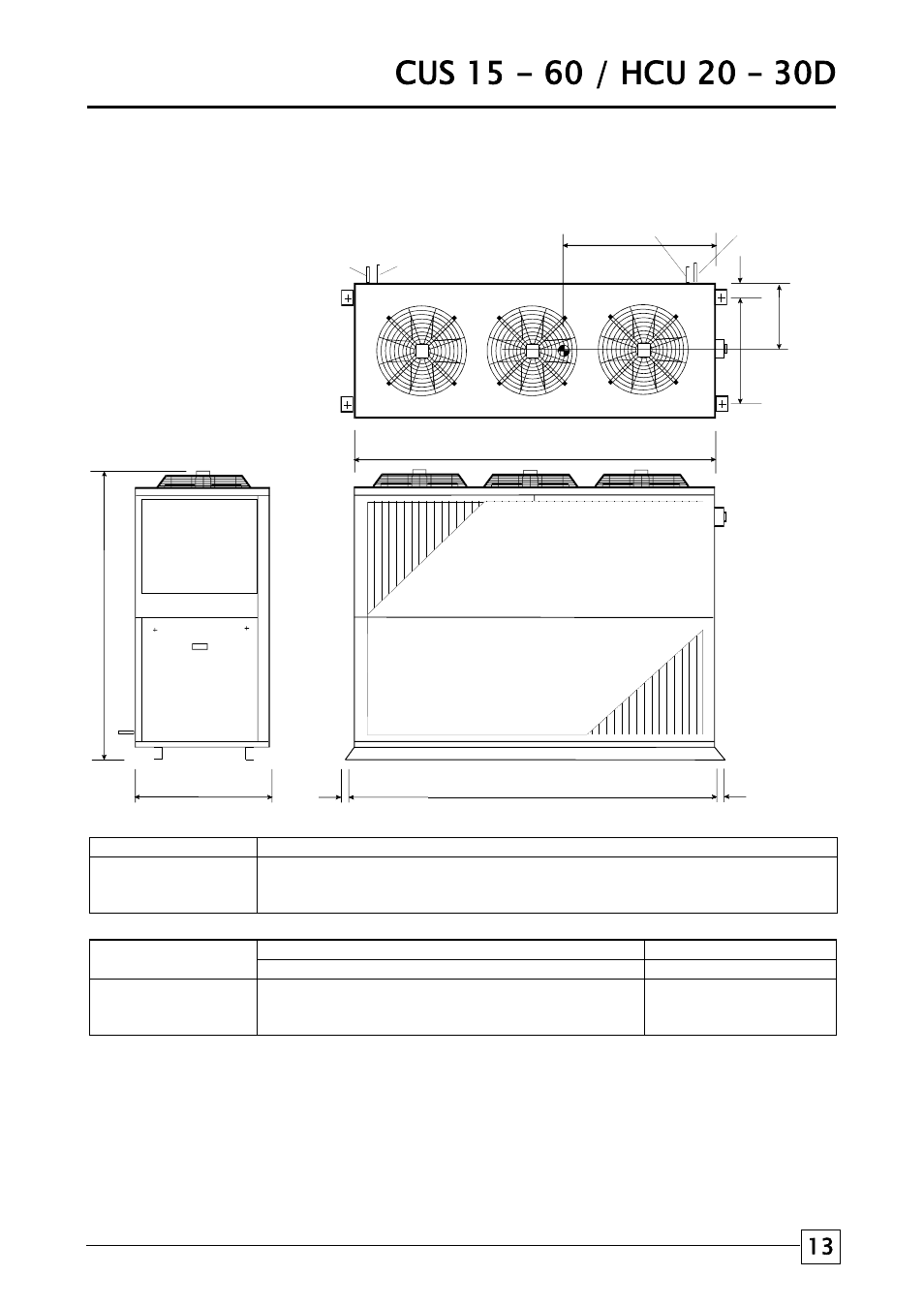 Condensing units, Dimensions: hcu 20 - 30d | Airedale Condensing Units (CU) 3kW - 80kW User Manual | Page 13 / 28