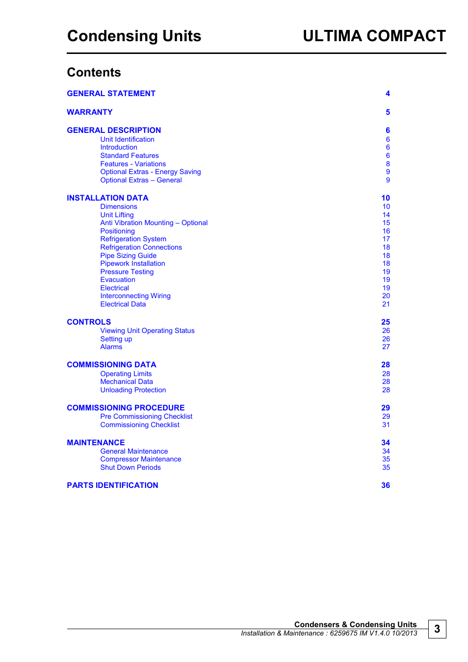 Airedale Ultima Compact Condensing Unit 30kW - 450kW User Manual | Page 3 / 40