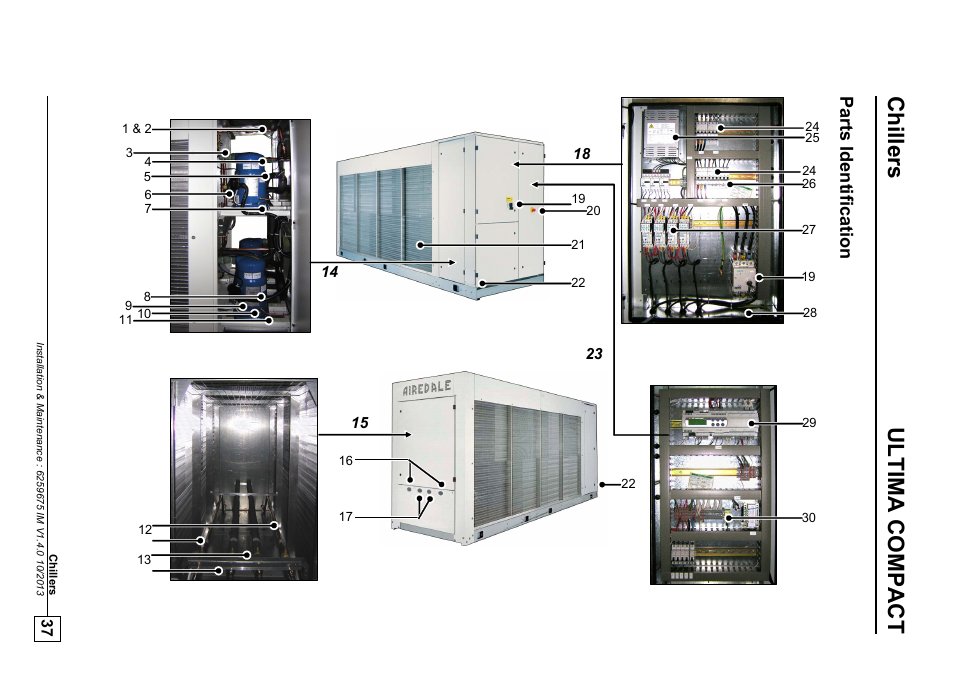 Chill ers, Ultima com pact, Par ts id e nt ificat ion | Airedale Ultima Compact Condensing Unit 30kW - 450kW User Manual | Page 37 / 40