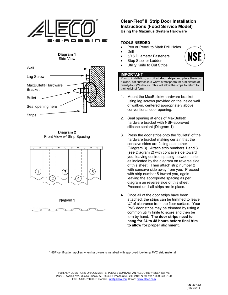 Aleco Clear-Flex II with MaxBullet Mounting System (Food Service) User Manual | 2 pages