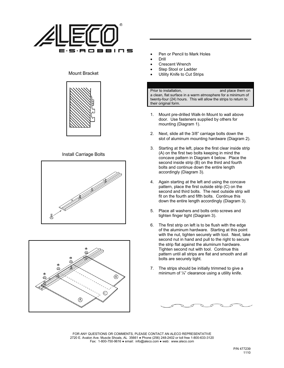 Aleco Clear-Flex II with Walkin Mounting System User Manual | 1 page