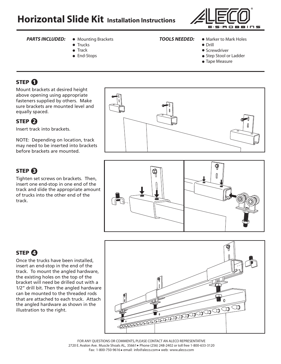 Aleco Horizontal Slide Kit User Manual | 2 pages