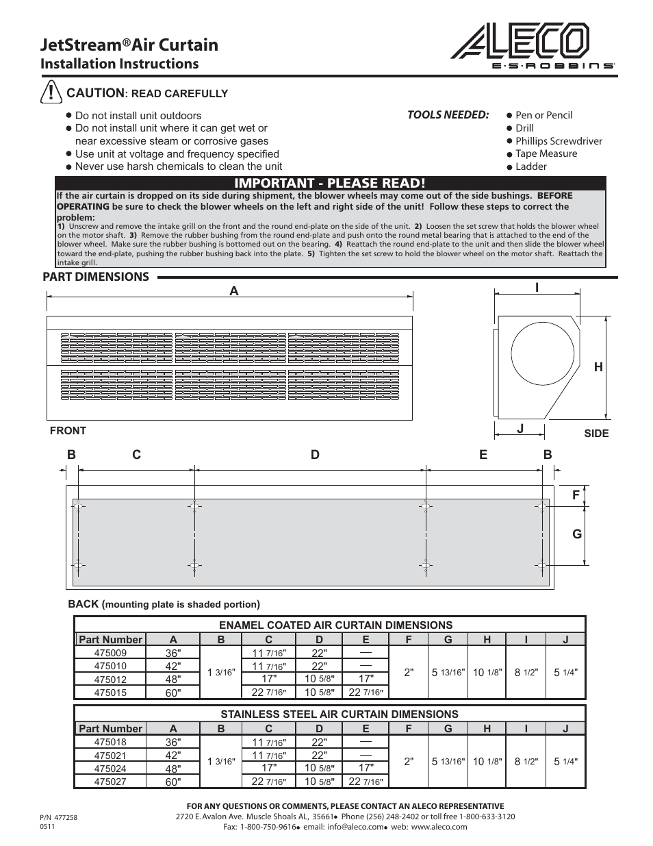 Aleco Air Curtains User Manual | 2 pages