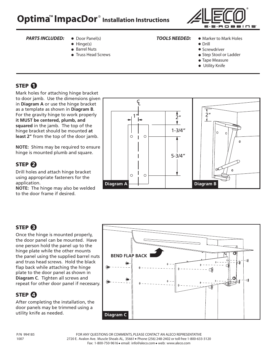 Aleco Optima User Manual | 1 page