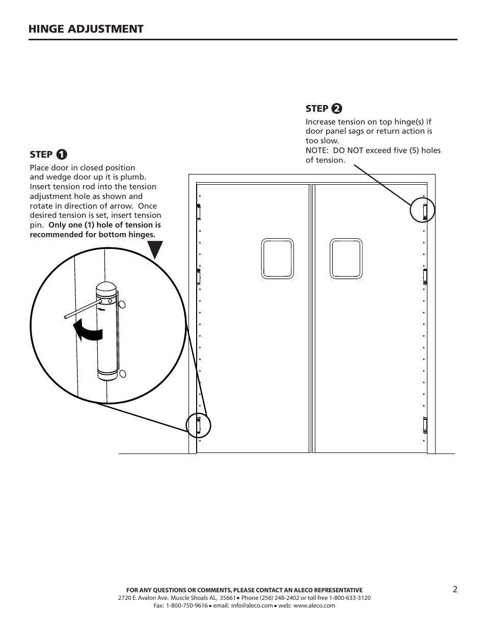 Al-125-1 installation instructions 2, Hinge adjustment | Aleco AL-125-1 User Manual | Page 2 / 2