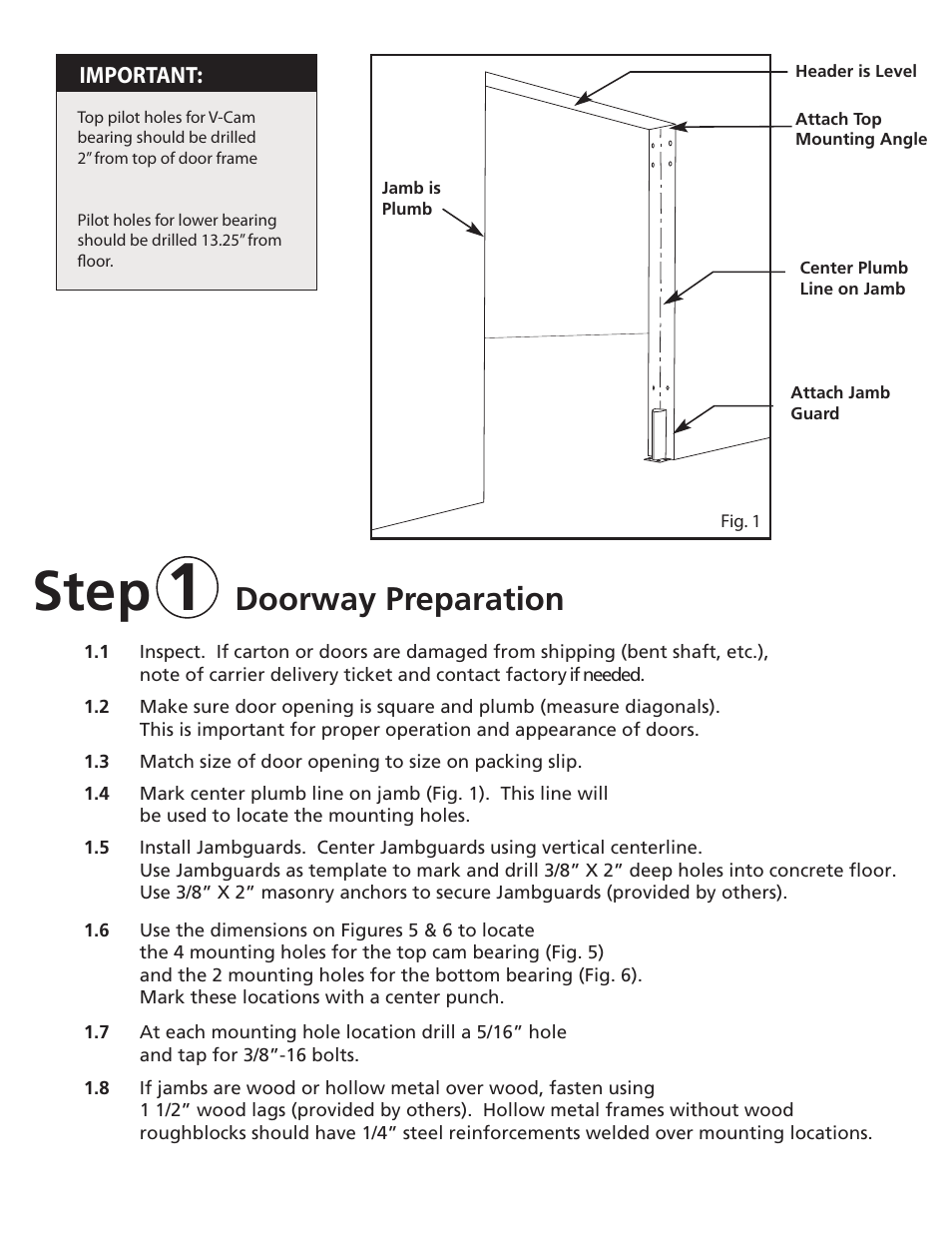 Neocor install instructions 1, Step, Doorway preparation | Aleco NeoCor User Manual | Page 2 / 5