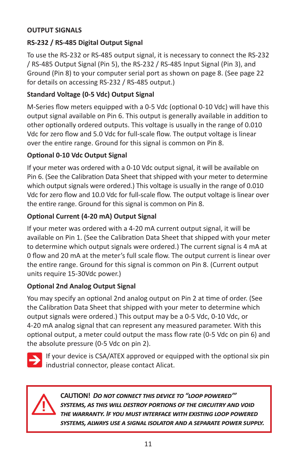 Alicat M Series Mass Flow Meter User Manual | Page 11 / 74