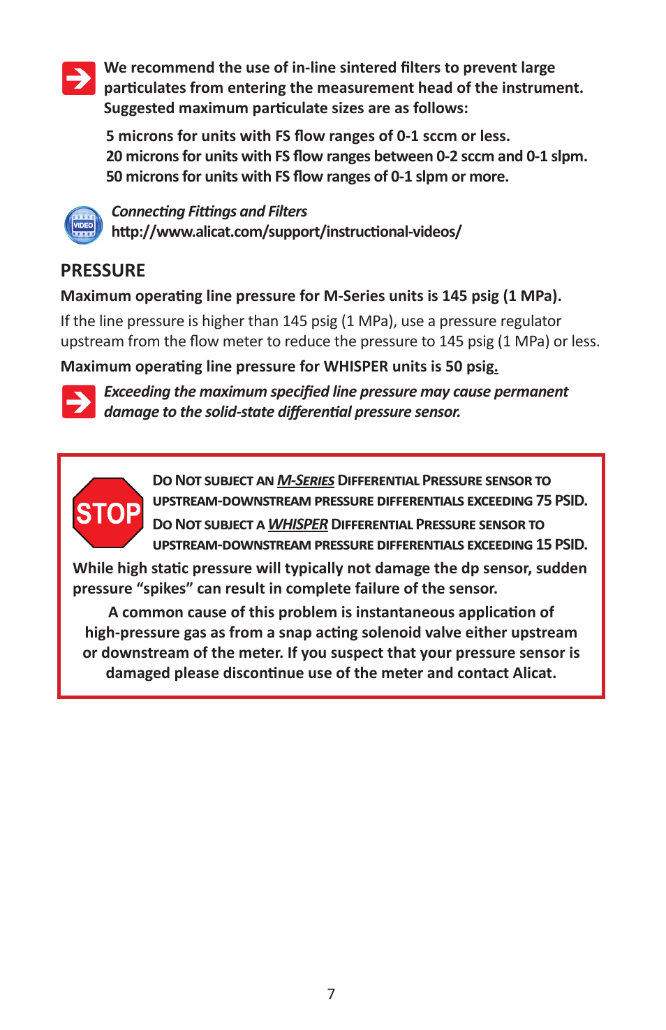 Pressure | Alicat M Series Mass Flow Meter User Manual | Page 7 / 74