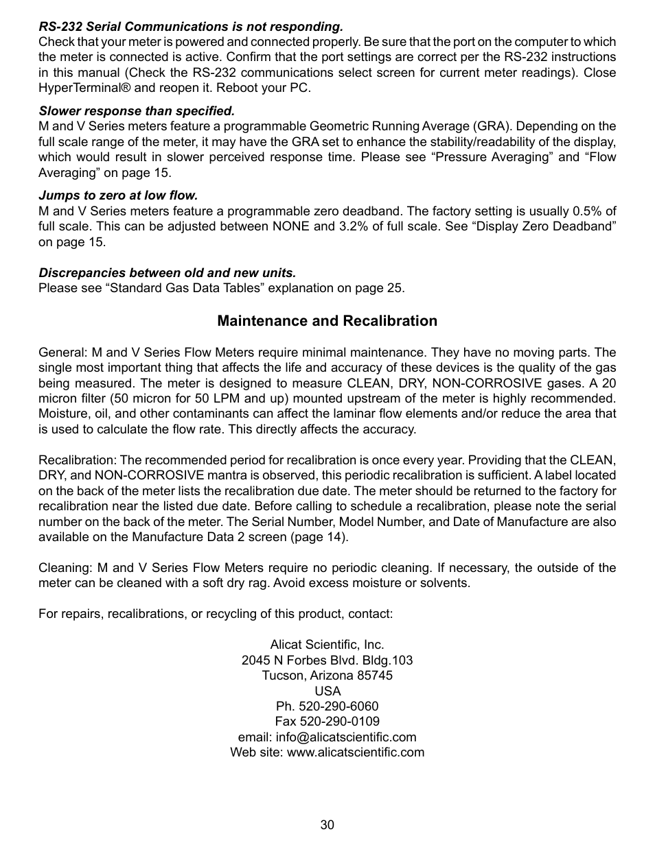 Alicat V Series Volumetric Flow Meter User Manual | Page 32 / 48