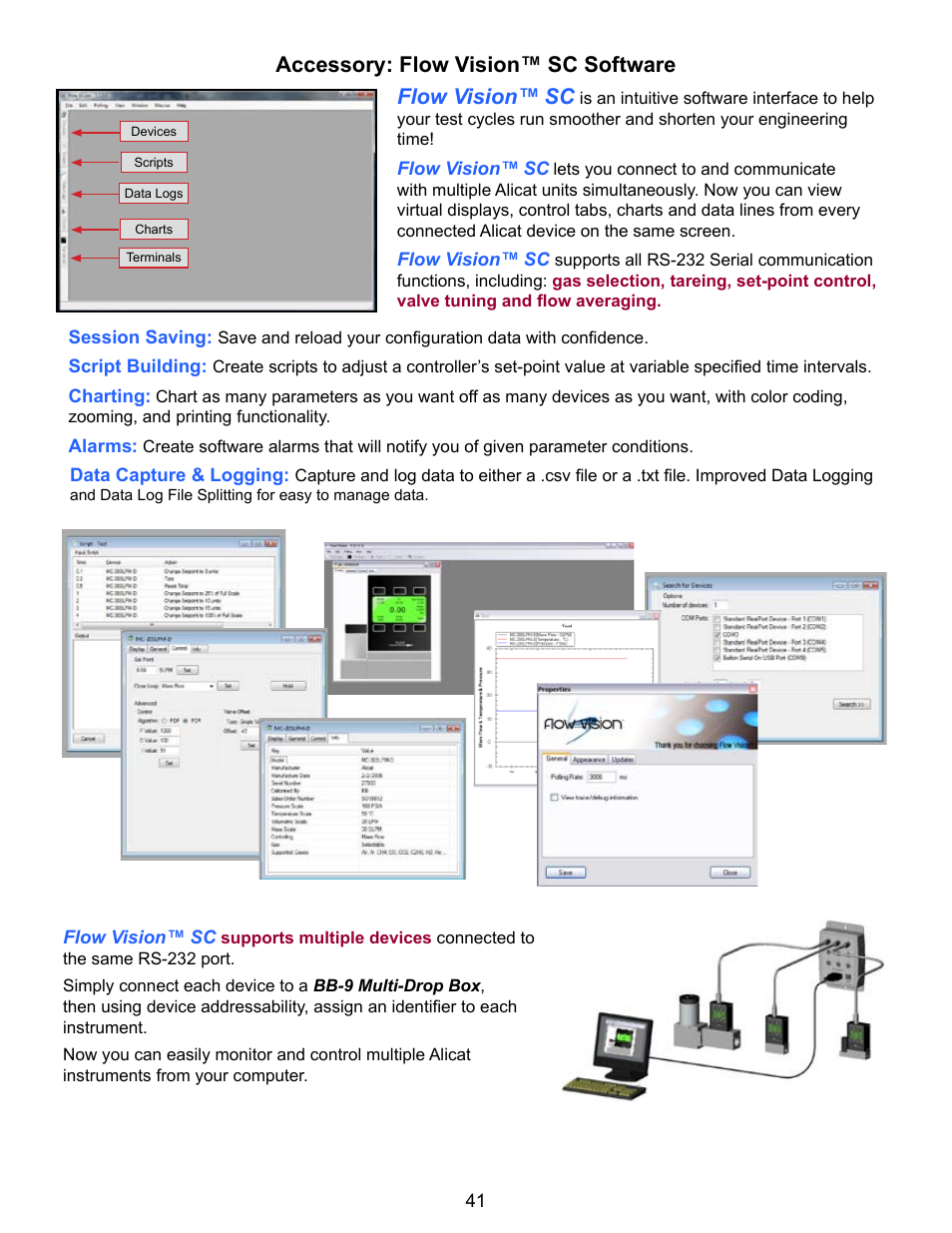 Accessory: flow vision™ sc software flow vision | Alicat V Series Volumetric Flow Meter User Manual | Page 43 / 48