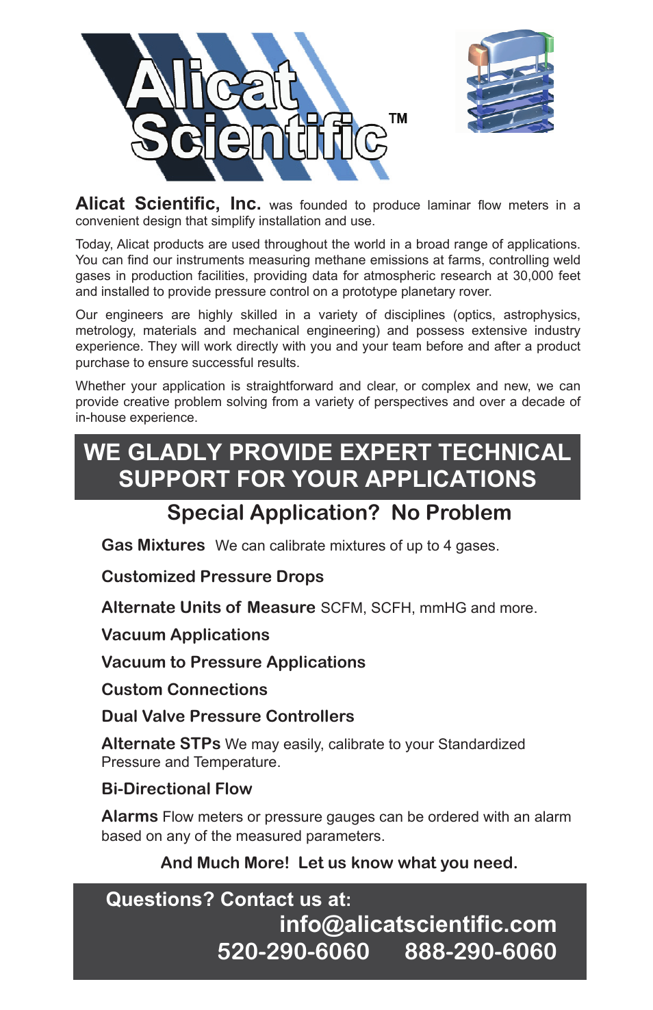 Special application? no problem | Alicat V Series Volumetric Flow Meter User Manual | Page 48 / 48