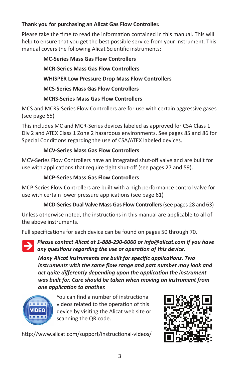 Alicat MC Series Mass Flow Controller User Manual | Page 3 / 88