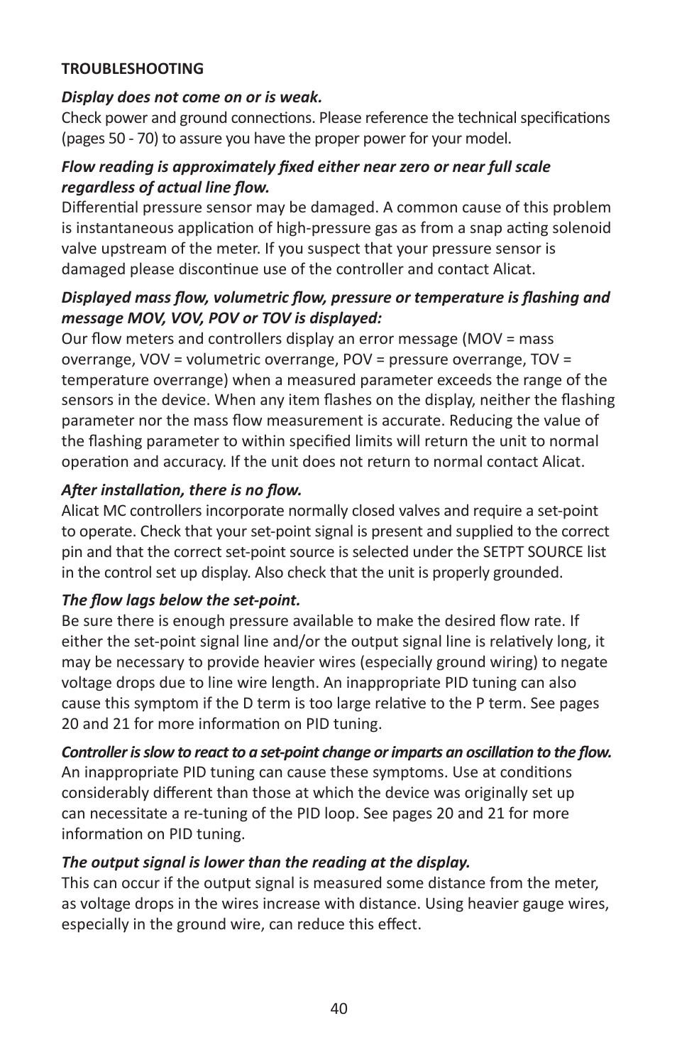 Alicat MC Series Mass Flow Controller User Manual | Page 40 / 88