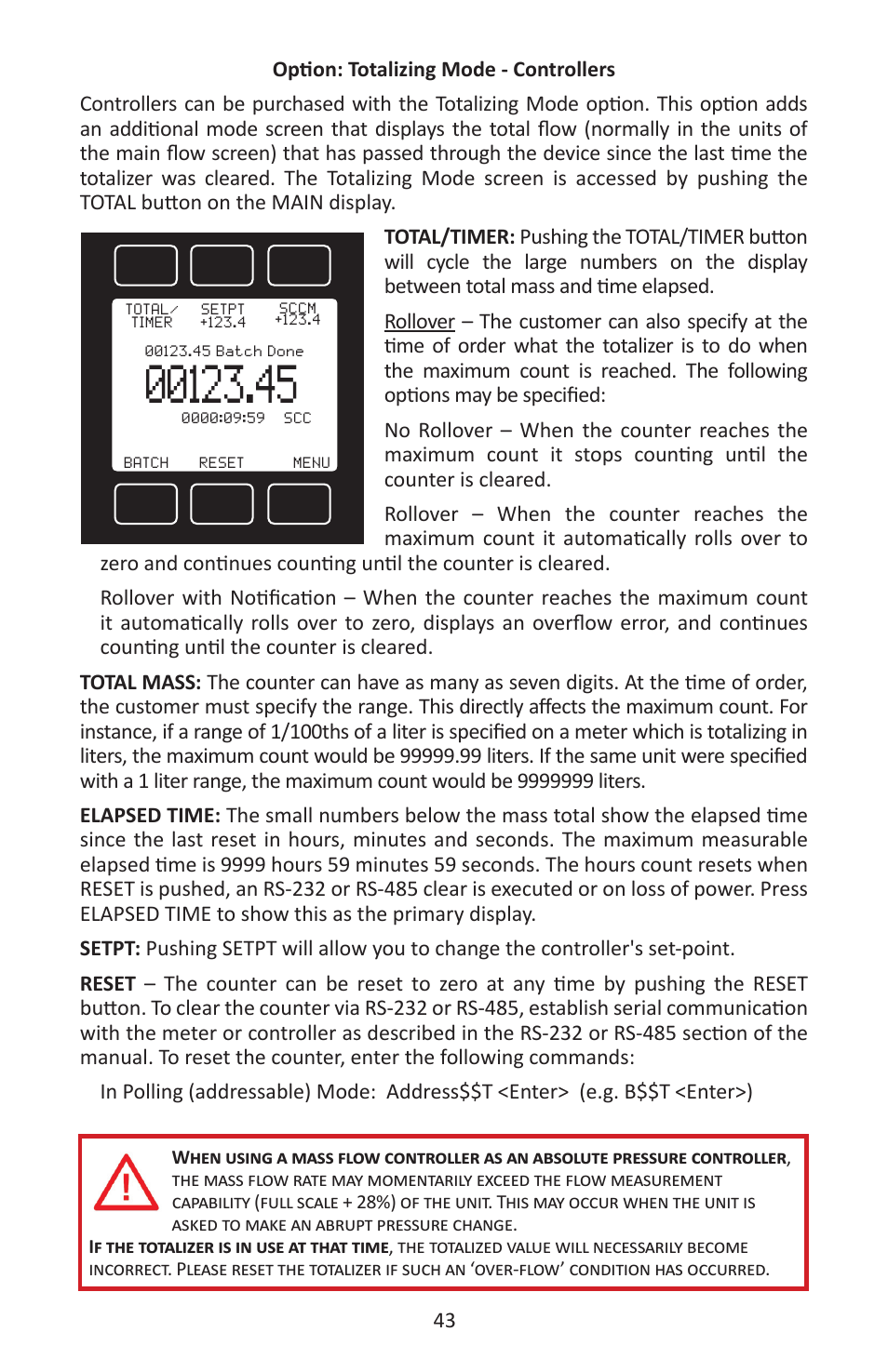 Alicat MC Series Mass Flow Controller User Manual | Page 43 / 88