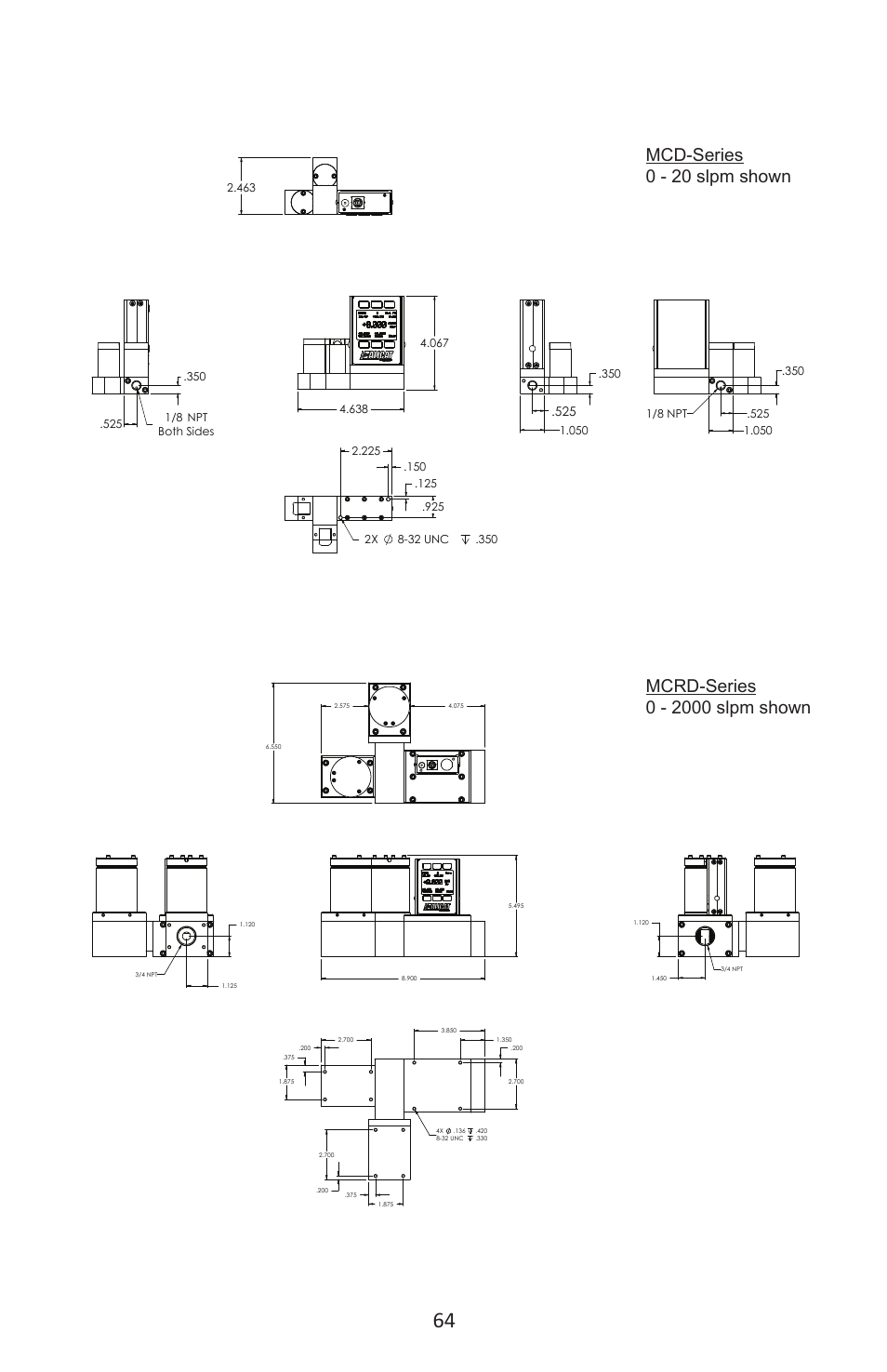 Mcd-series 0 - 20 slpm shown | Alicat MC Series Mass Flow Controller User Manual | Page 64 / 88