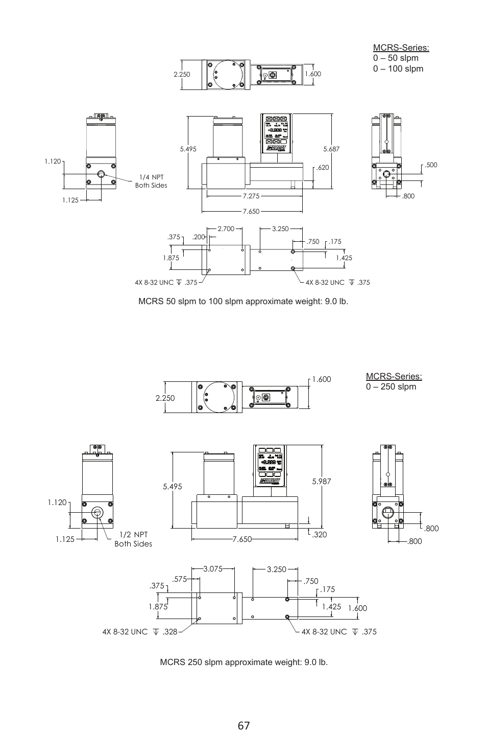 Mcrs-series: 0 – 250 slpm | Alicat MC Series Mass Flow Controller User Manual | Page 67 / 88