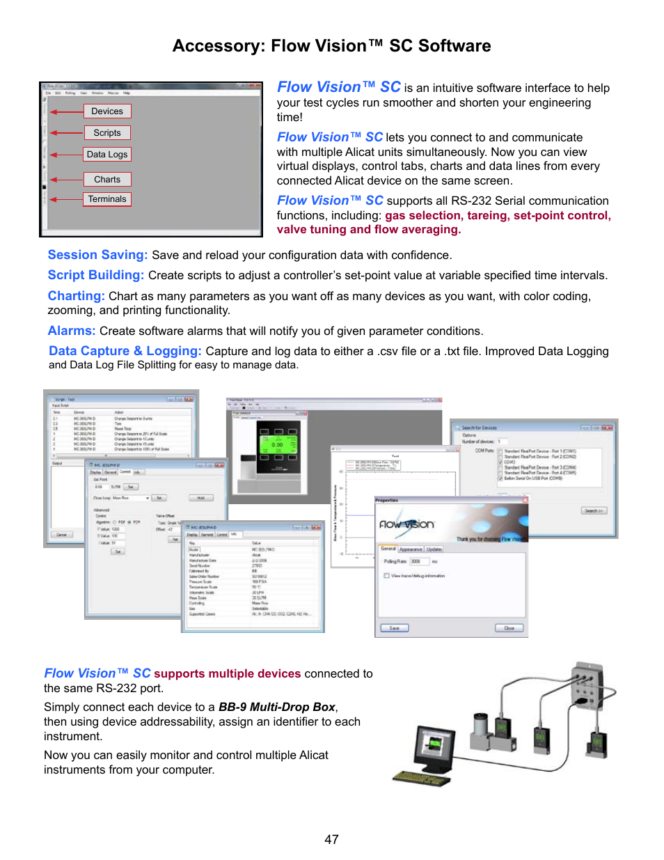 Accessory: flow vision™ sc software, Flow vision | Alicat VC Series Volumetric Flow Controller User Manual | Page 47 / 50