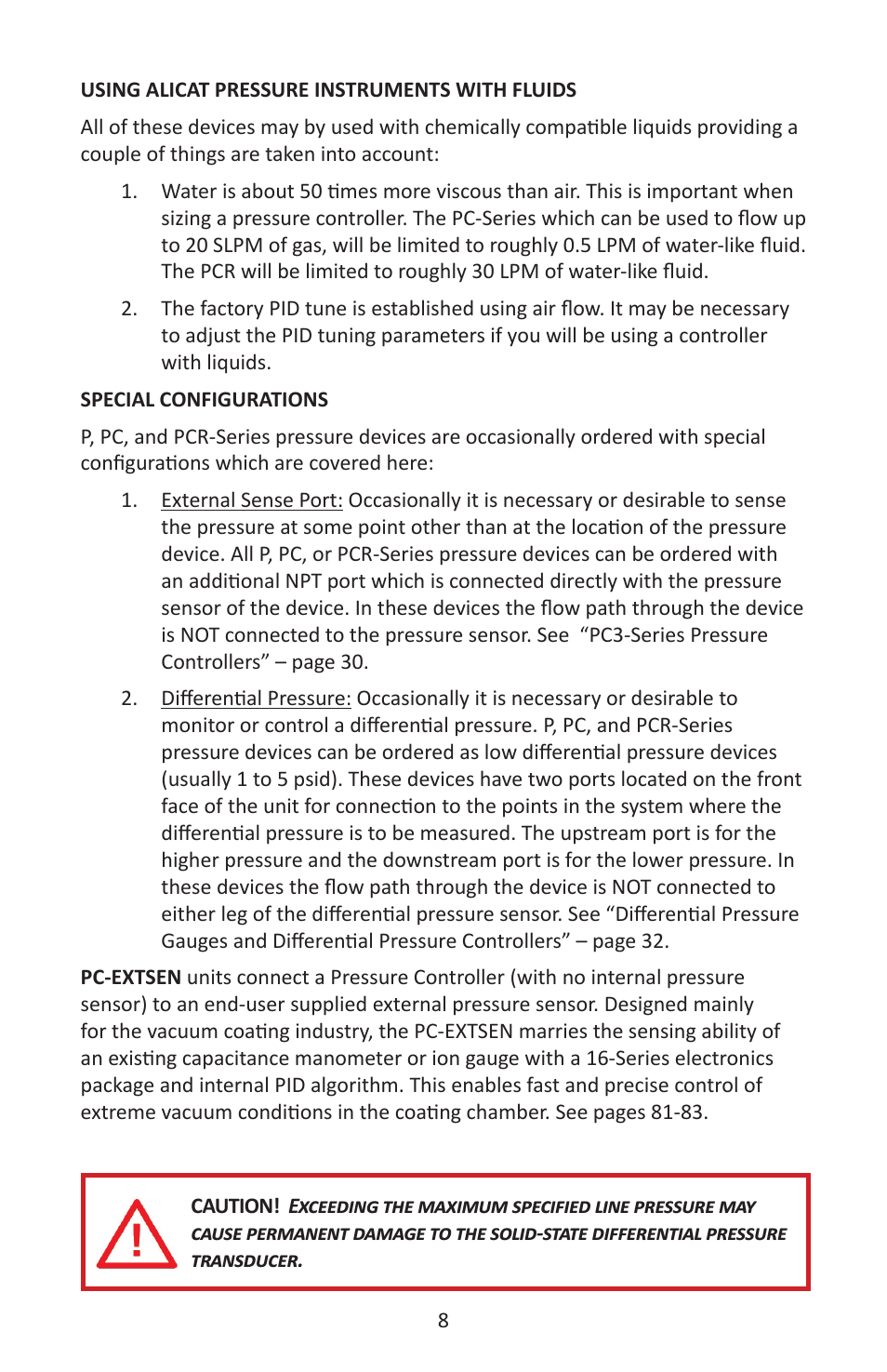 Alicat P Series Pressure Gauge User Manual | Page 8 / 88