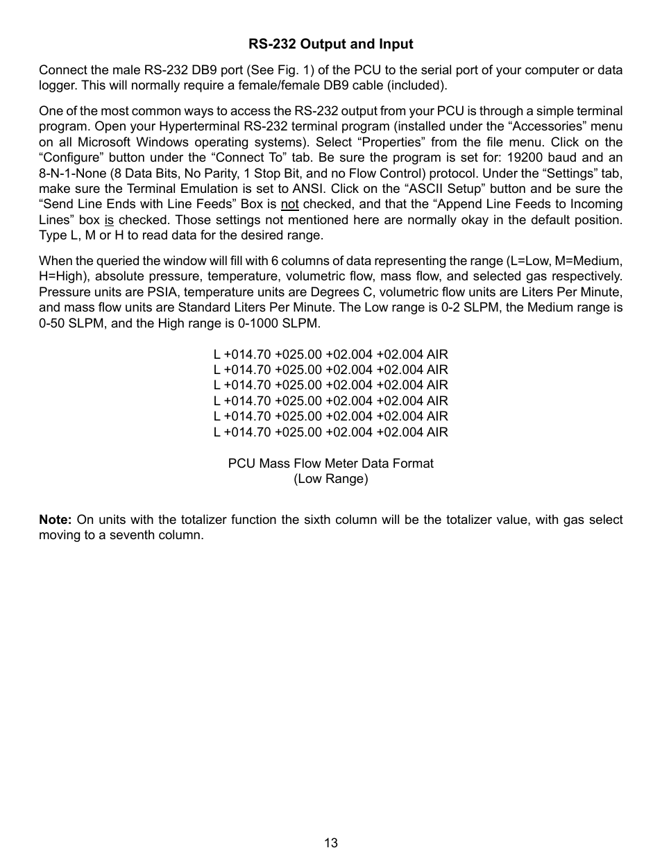 Alicat PCU Portable Calibration Unit User Manual | Page 13 / 27