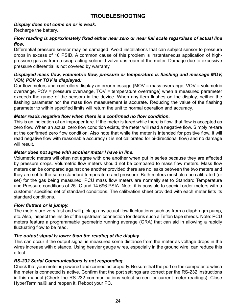 Alicat PCU Portable Calibration Unit User Manual | Page 24 / 27