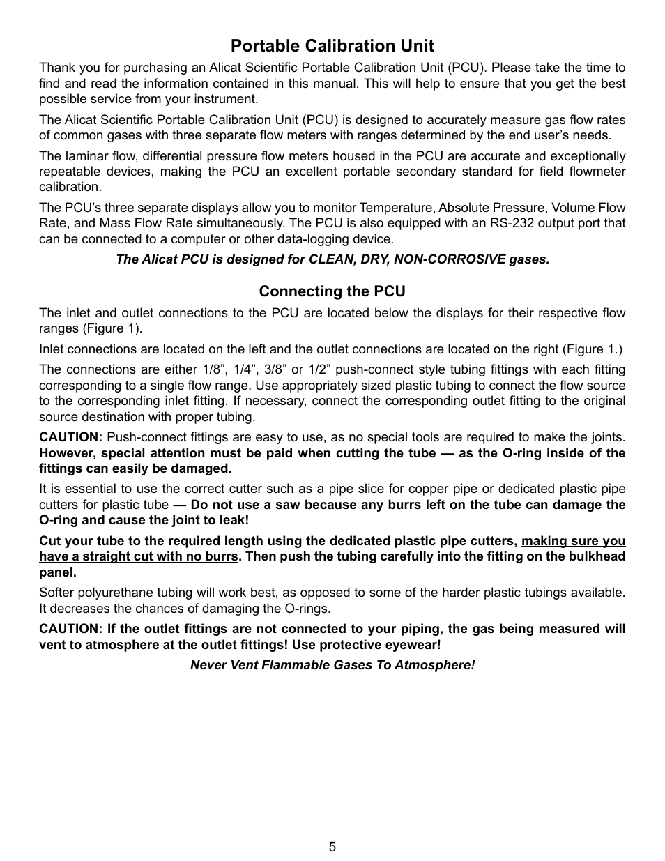 Portable calibration unit | Alicat PCU Portable Calibration Unit User Manual | Page 5 / 27