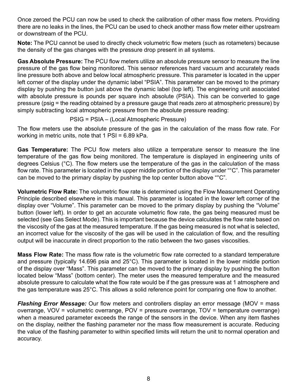 Alicat PCU Portable Calibration Unit User Manual | Page 8 / 27