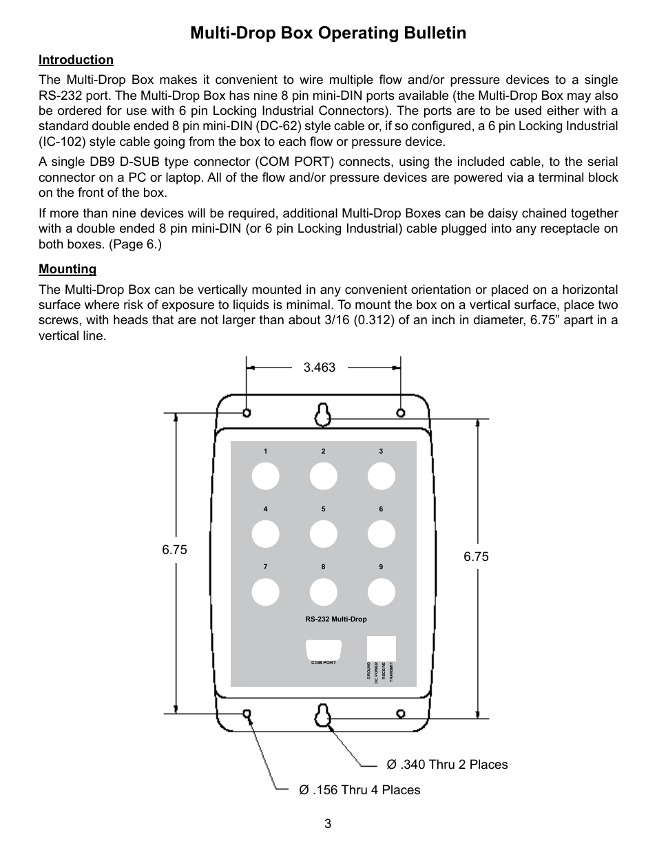 Multi-drop box operating bulletin | Alicat BB9 User Manual | Page 3 / 7