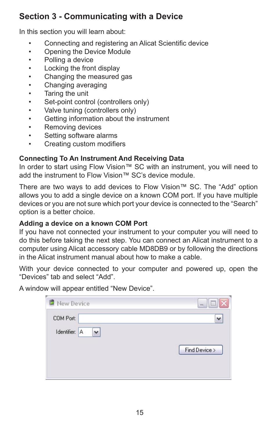 Alicat Flow Vision SC User Manual | Page 15 / 40