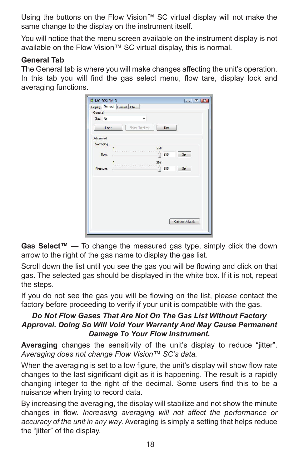 Alicat Flow Vision SC User Manual | Page 18 / 40