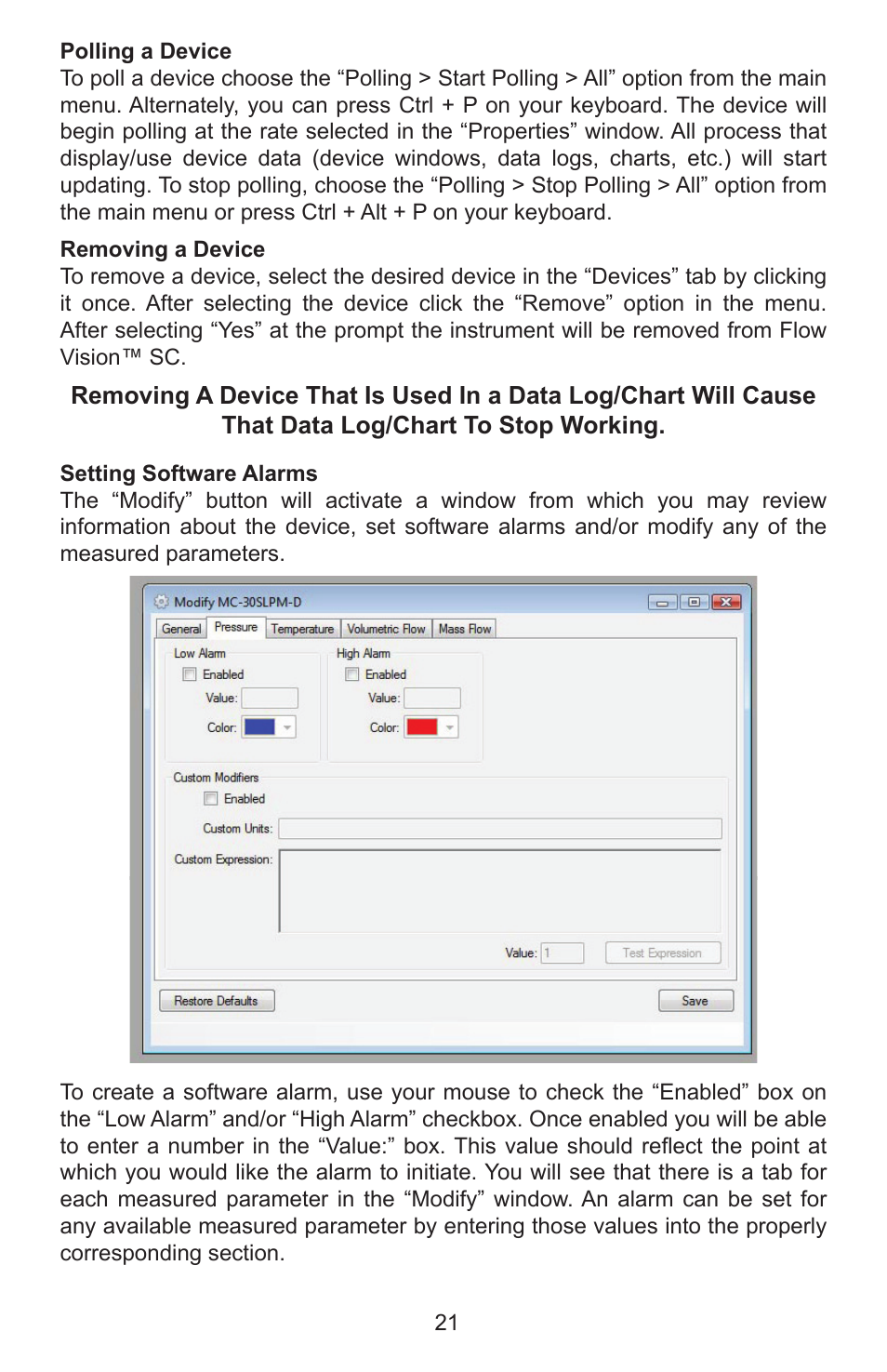 Alicat Flow Vision SC User Manual | Page 21 / 40