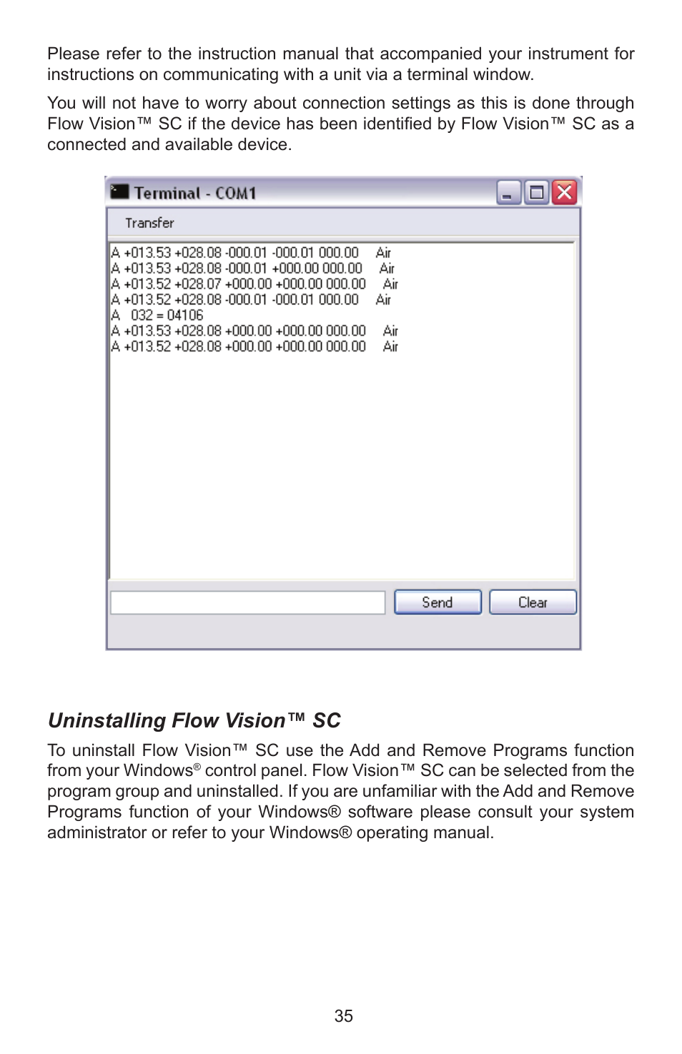 Uninstalling flow vision™ sc | Alicat Flow Vision SC User Manual | Page 35 / 40