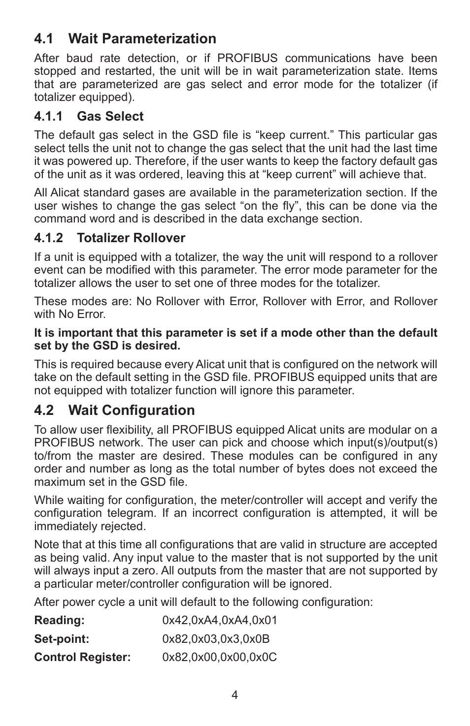 1 wait parameterization, 2 wait configuration | Alicat PROFIBUS User Manual | Page 4 / 12