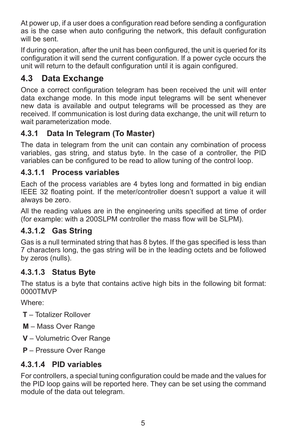 3 data exchange | Alicat PROFIBUS User Manual | Page 5 / 12