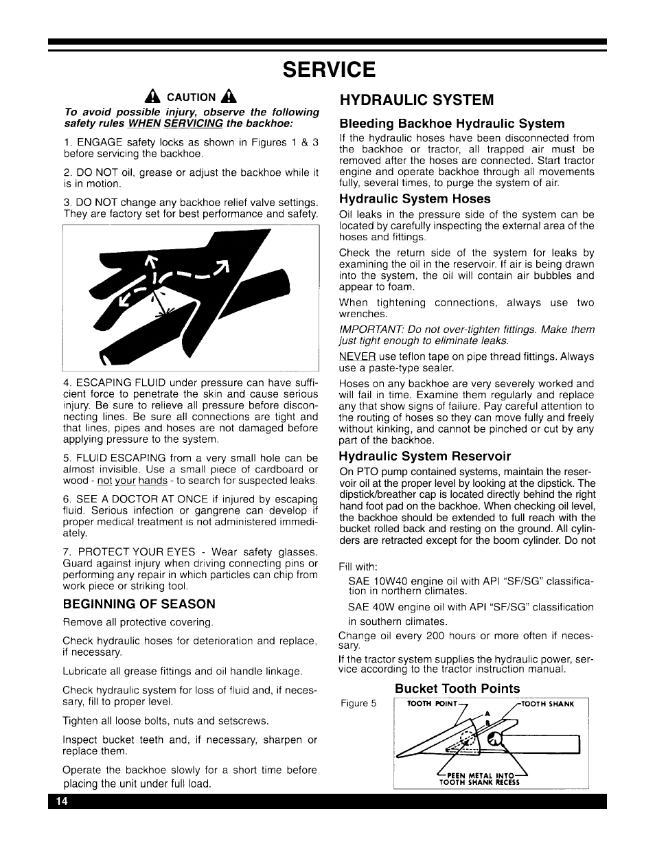 Service, Hydraulic system | Amerequip 8600 Backhoe User Manual | Page 13 / 55