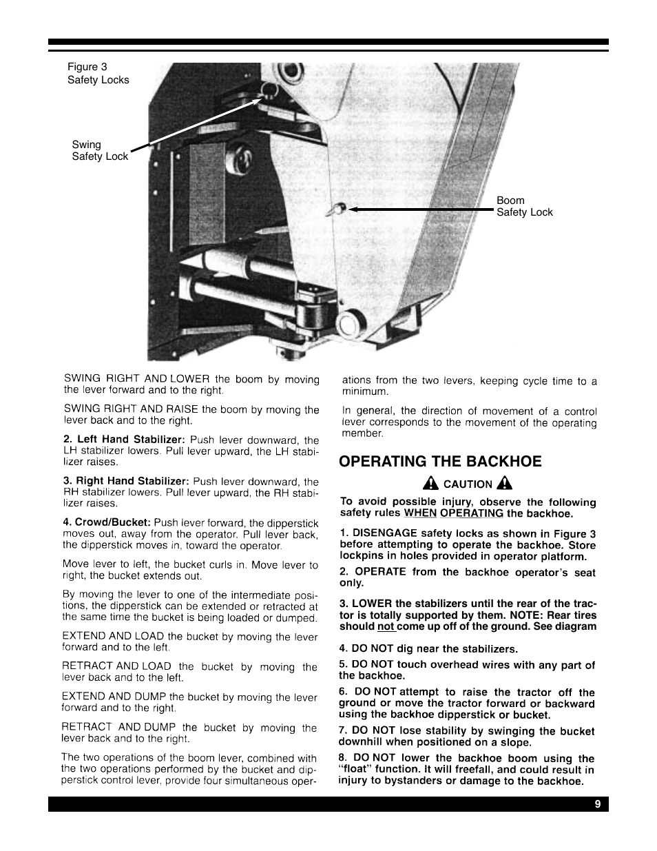 Position only, Operating the backhoe | Amerequip 8600 Backhoe User Manual | Page 8 / 55