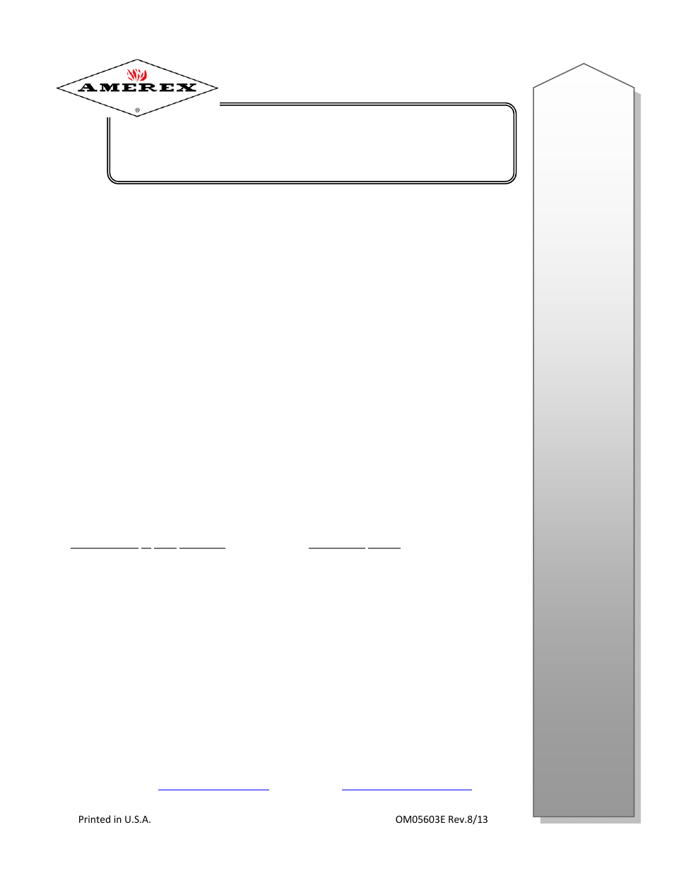 Amerex 05603 User Manual | 8 pages