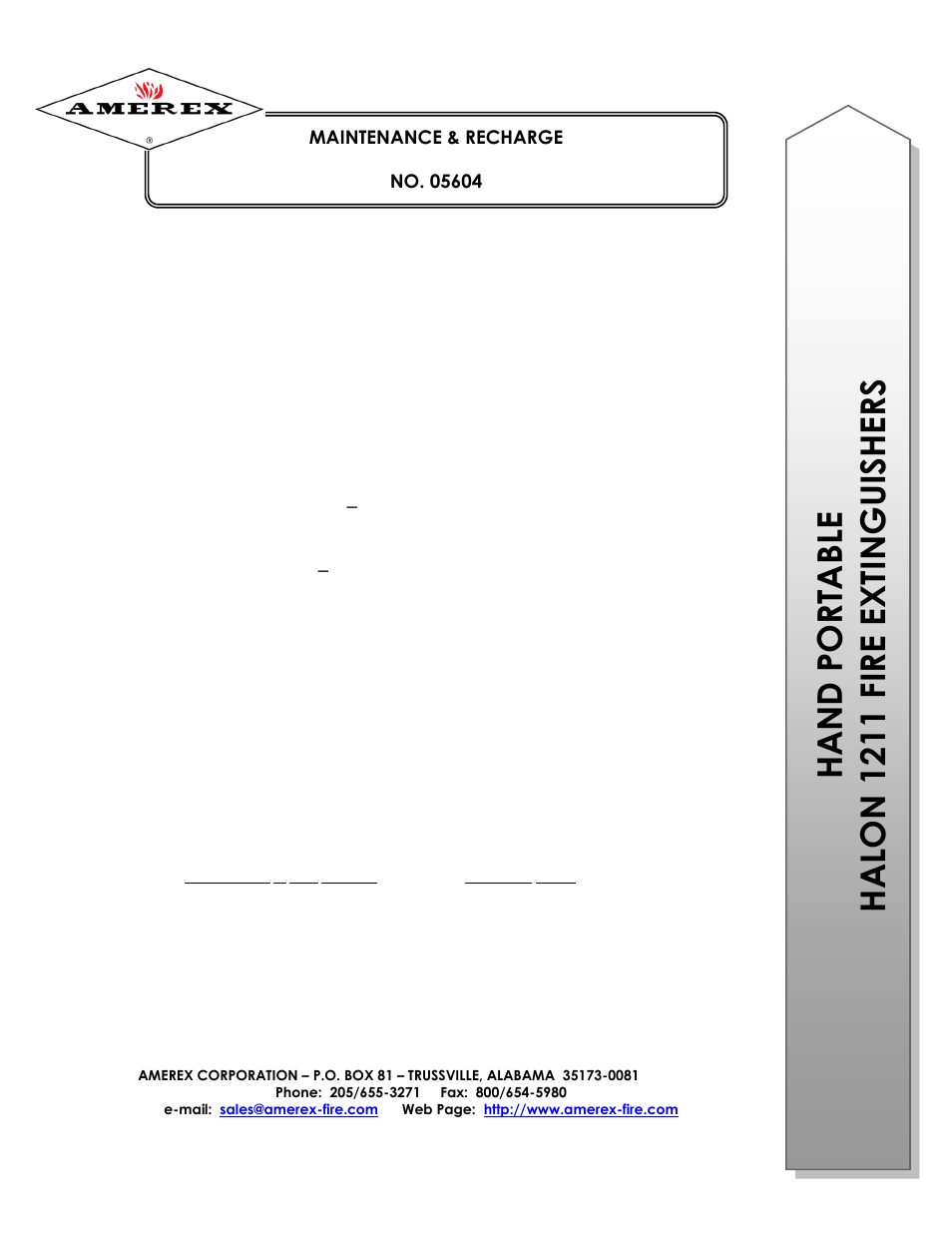 Amerex 05604 User Manual | 6 pages