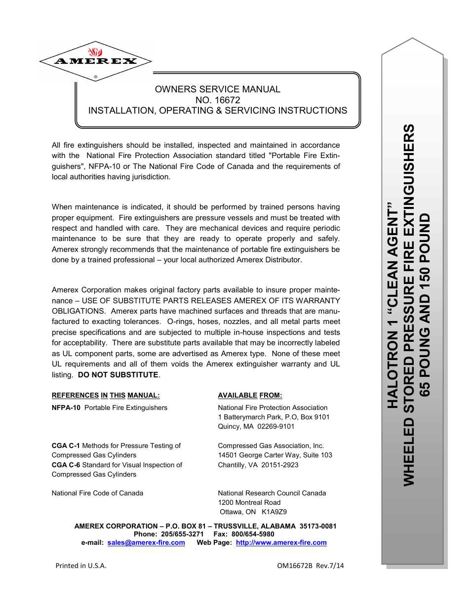 Amerex 16672 User Manual | 11 pages