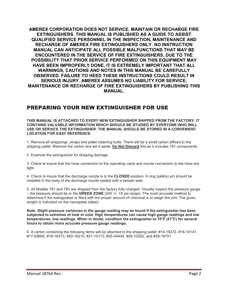 Amerex 18764 User Manual | Page 2 / 13